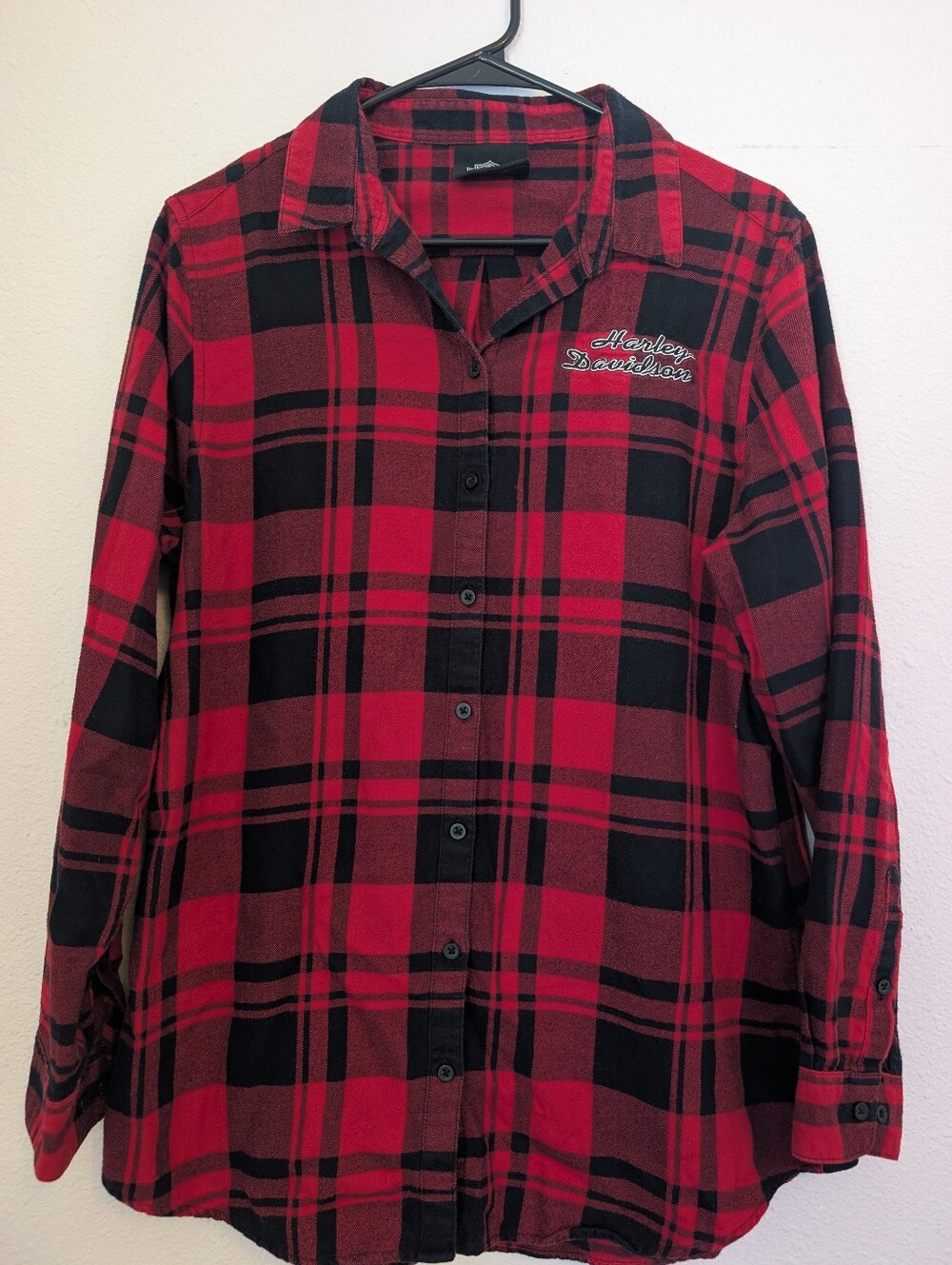 Harley-Davidson Red and Black Plaid Button-Down Shirt
